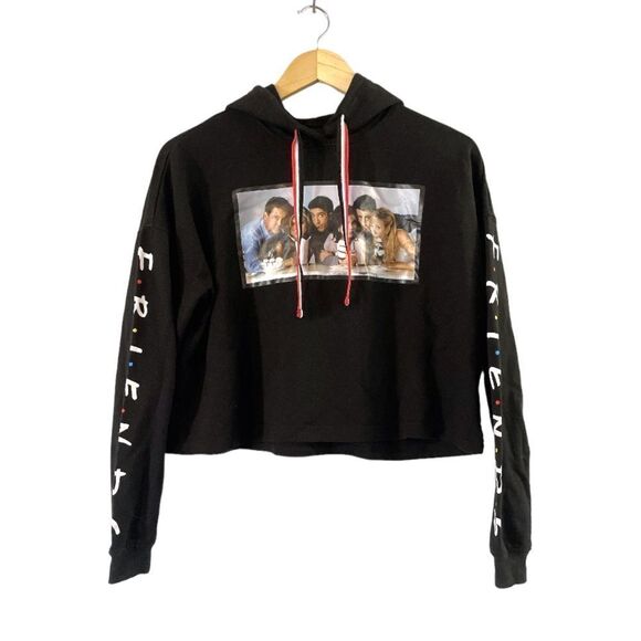 FRIENDS Black Cropped Long Sleeve Hoodie Sweatshirt, Size XS - Picture 1 of 6